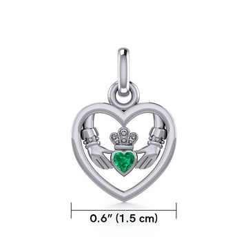Claddagh in Heart Silver Charm with Gemstone TCM666 - Jewelry